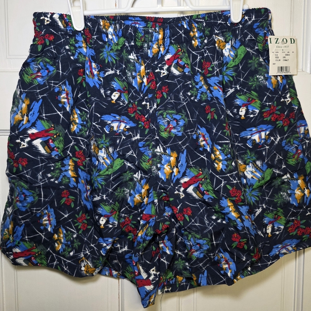 Izod Tropical Colorful Print Swim Trunks Bathing Shorts- Men's Size Lg NWT